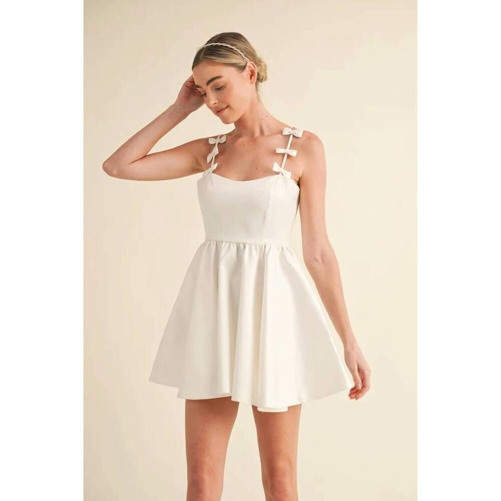 NEW MABLE shiloh flare mini dress in white